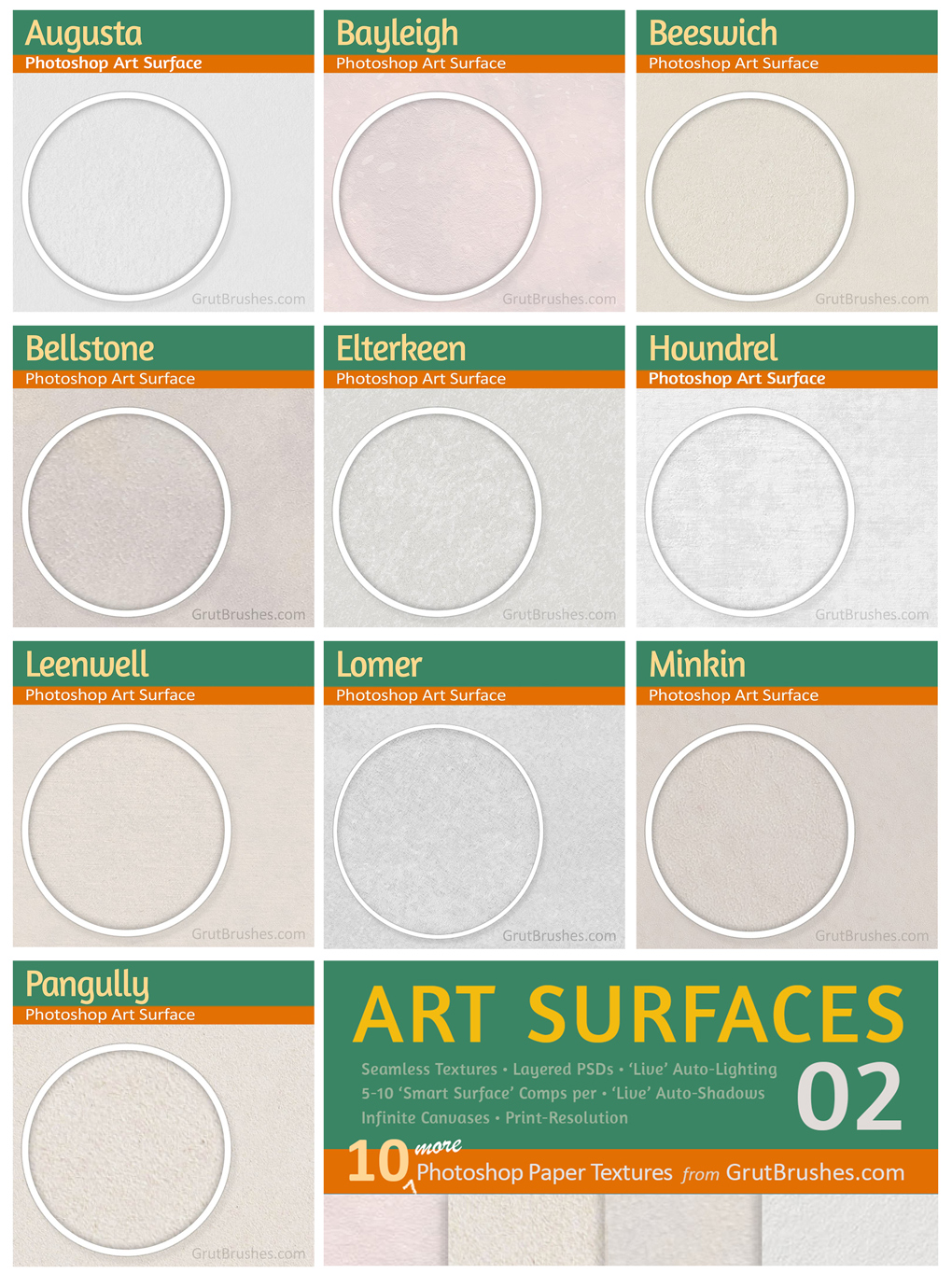 10 paper textures included in Art Surfaces 02