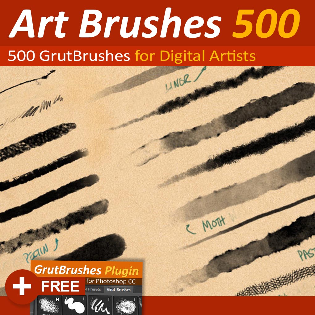 GrutBrushes-ArtBrushes-500-1020 500 Photoshop brushes pack