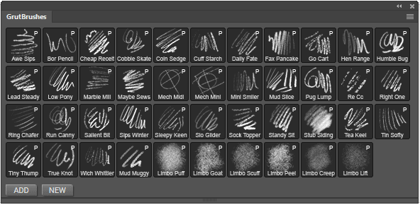 Photoshop Pencils shown in the GrutBrushes plugin panel (optional)
